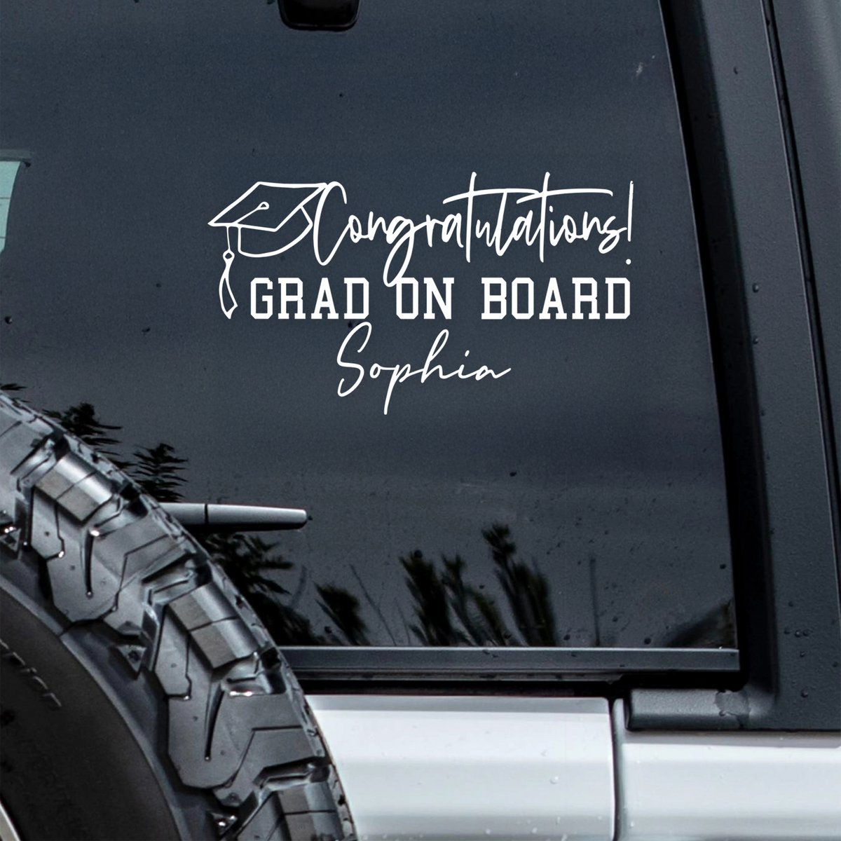 Custom Name Congratulations! Grad On Board Car Window Decal Sticker TH10 898491