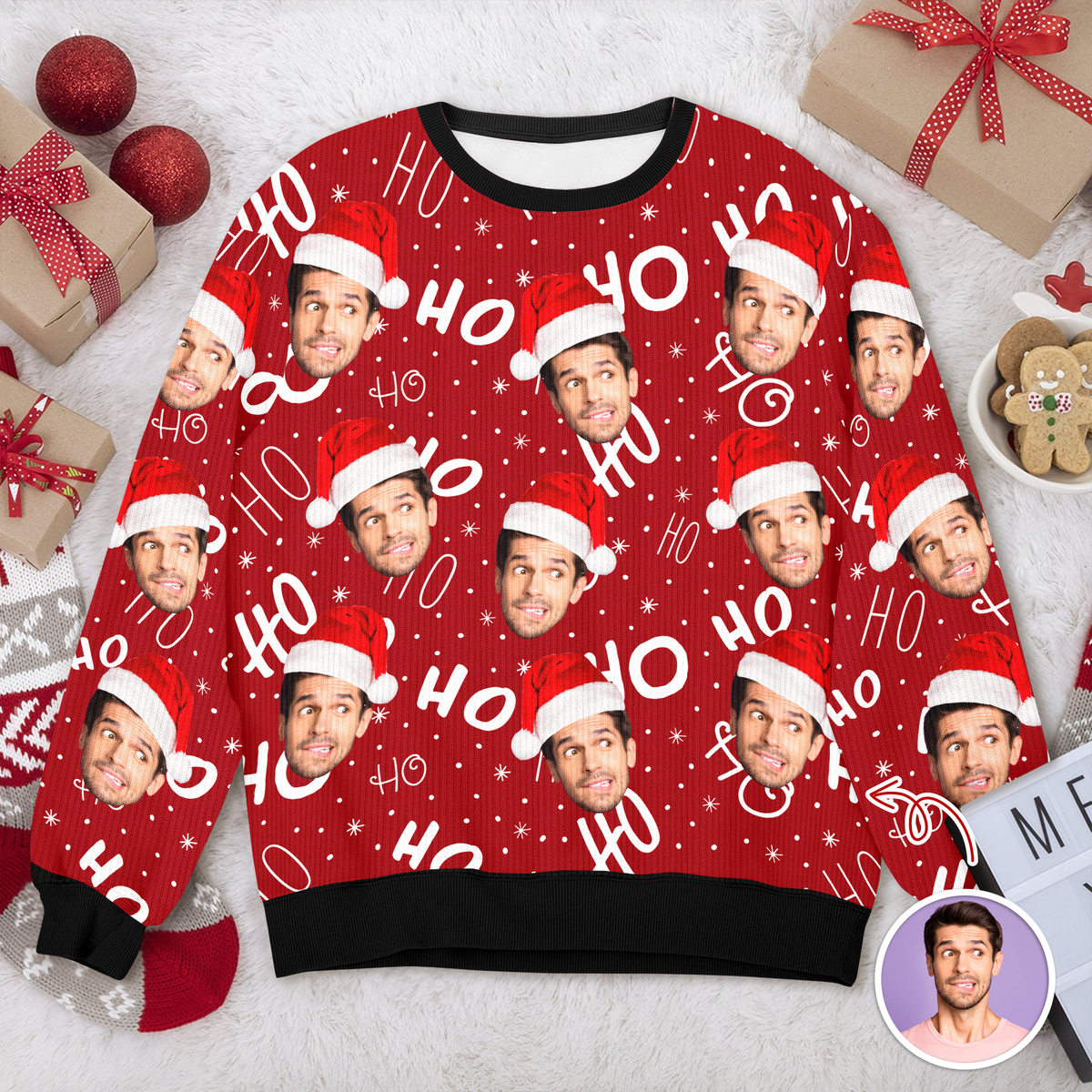 Custom Funny Face Christmas Ugly Sweater Family Gift For Family HA75 892894