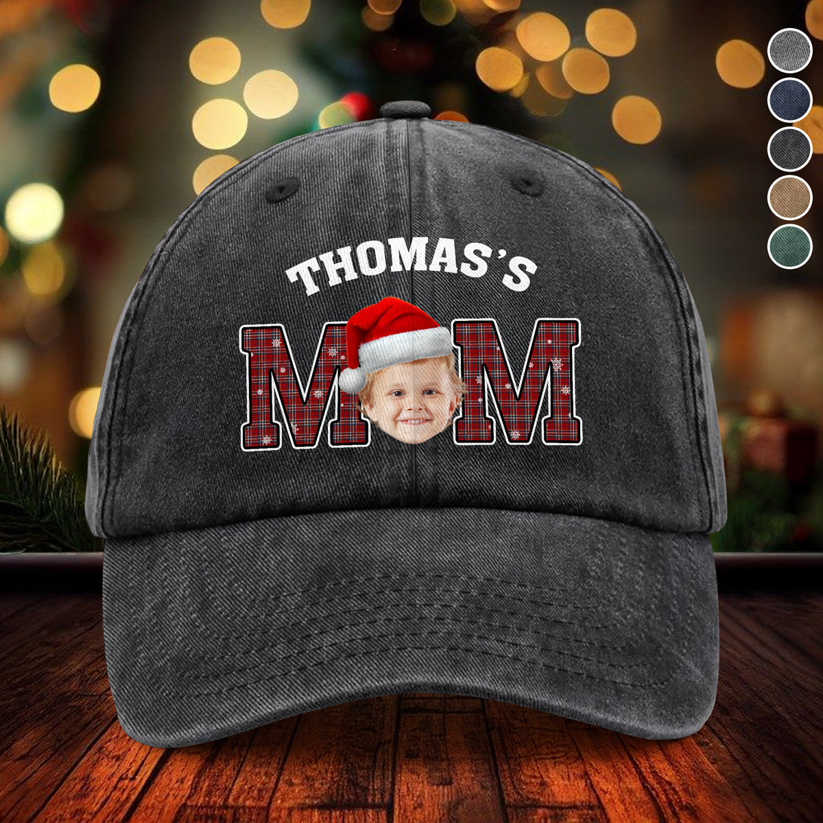 Custom Kid Face Washed Denim Baseball Cap Christmas Gift For Dad Mom HO82 894402