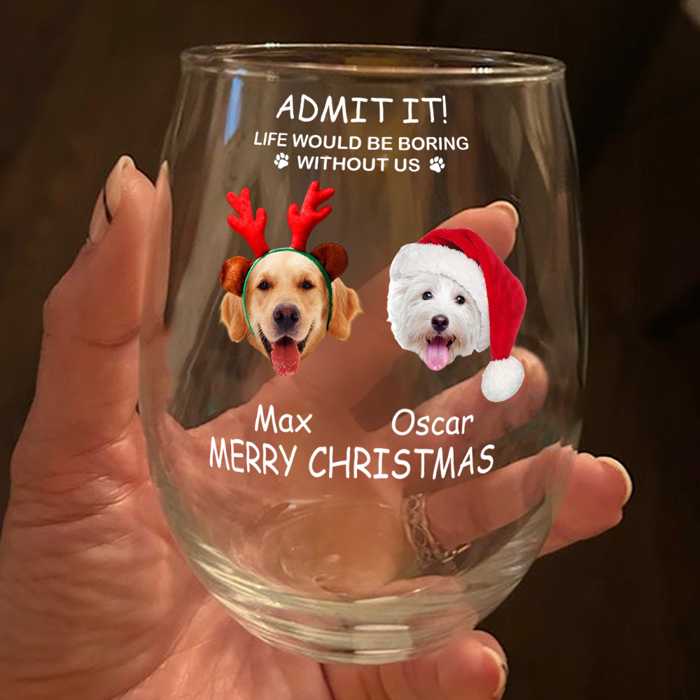 Custom Photo Life Would Be Boring Without Me Dog Cat Stemless Wine Glass TH10 894311