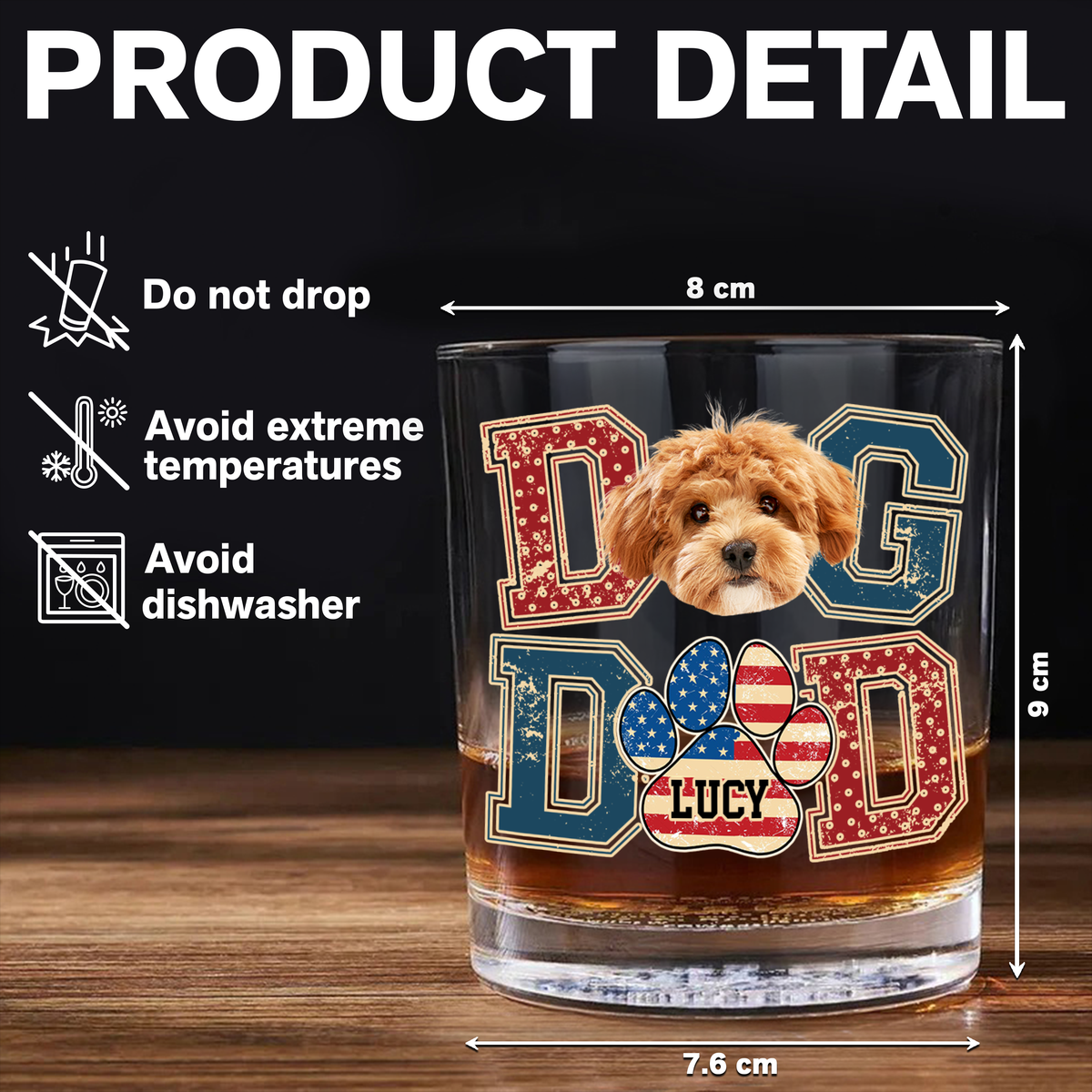 Custom Photo Best Dog Dad, Best Scooper Whiskey Glass Gift For Father's Day, Dog Lovers HO82 894032