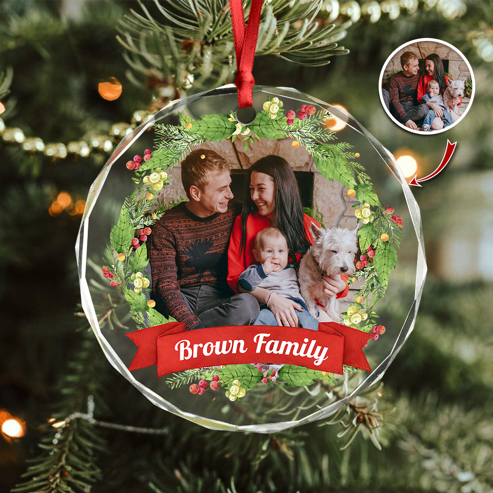 Custom Family Crystal Photo - Personalized Glass Ornament For Christmas TH10 894829