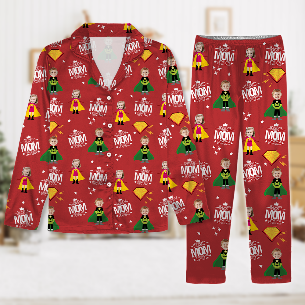 Custom Face Kid Best Mom Ever, Best Dad Ever Pajamas HA75 892878