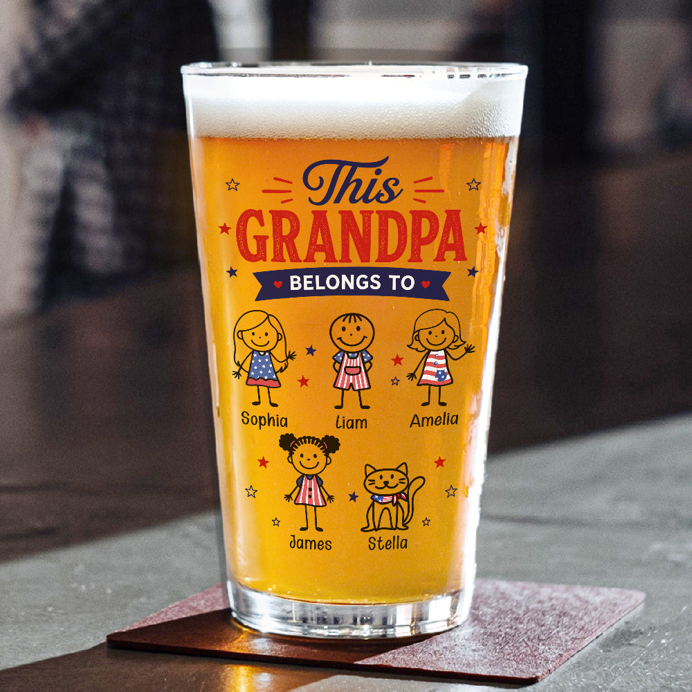 Personalized This Dad Belongs To Beer Glass - Father's Day Gift For Husband, Dad, Grandpa CH07 911396