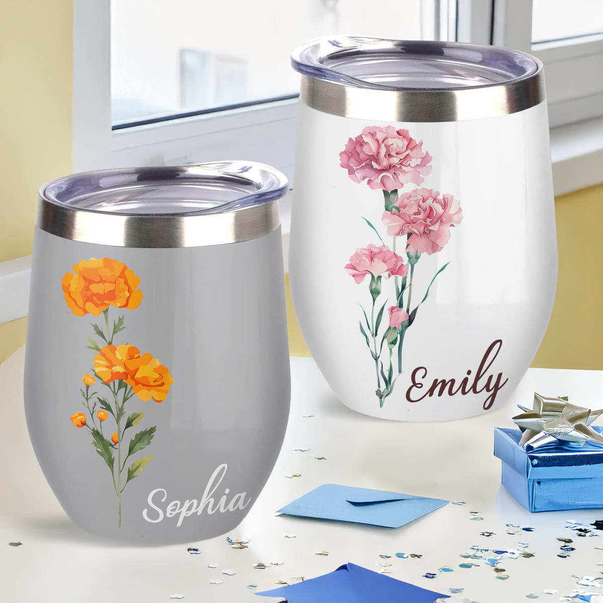 Personalized Flower With Name Wine Tumber Gift For Mom LM32 895375