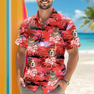 Custom Dog Cat Photo Summer Beach Hawaii Shirt Gift For Dog Cat Lovers HO82 894316