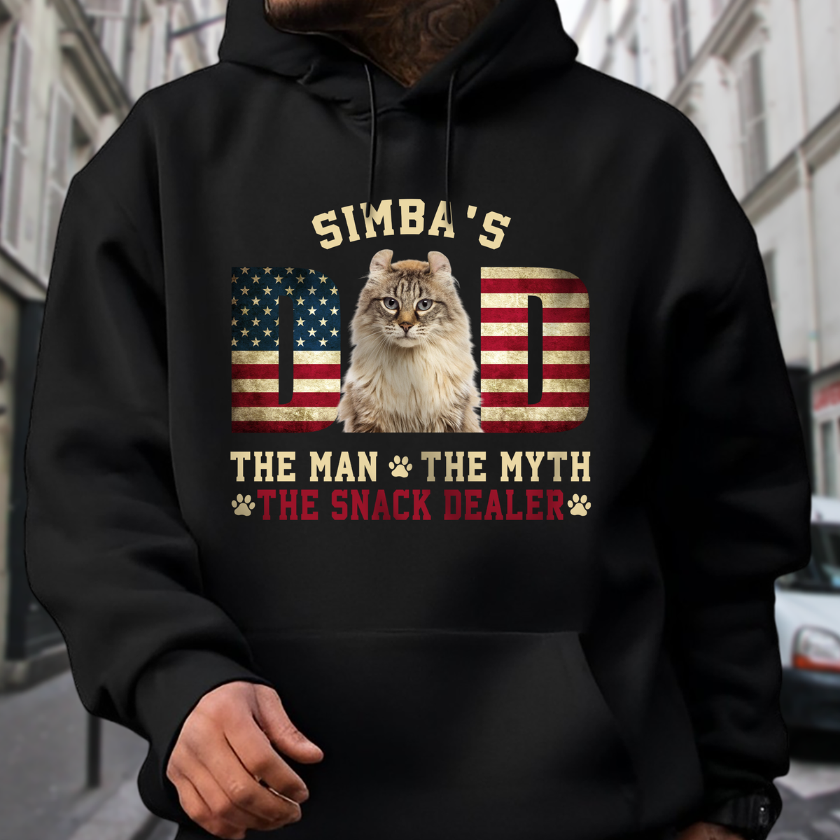 Custom Photo Cat - Cat's Dad The Man The Myth The Dealer American Flag Dad Shirt HA75 892442