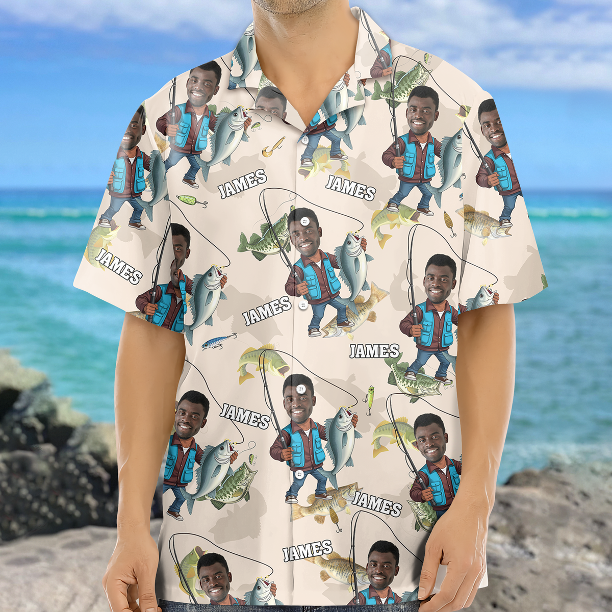 Custom Photo Dad Fishing - Personalized Reel Cool Dad Hawaiian Shirt For Fishing Lover CH07 895748