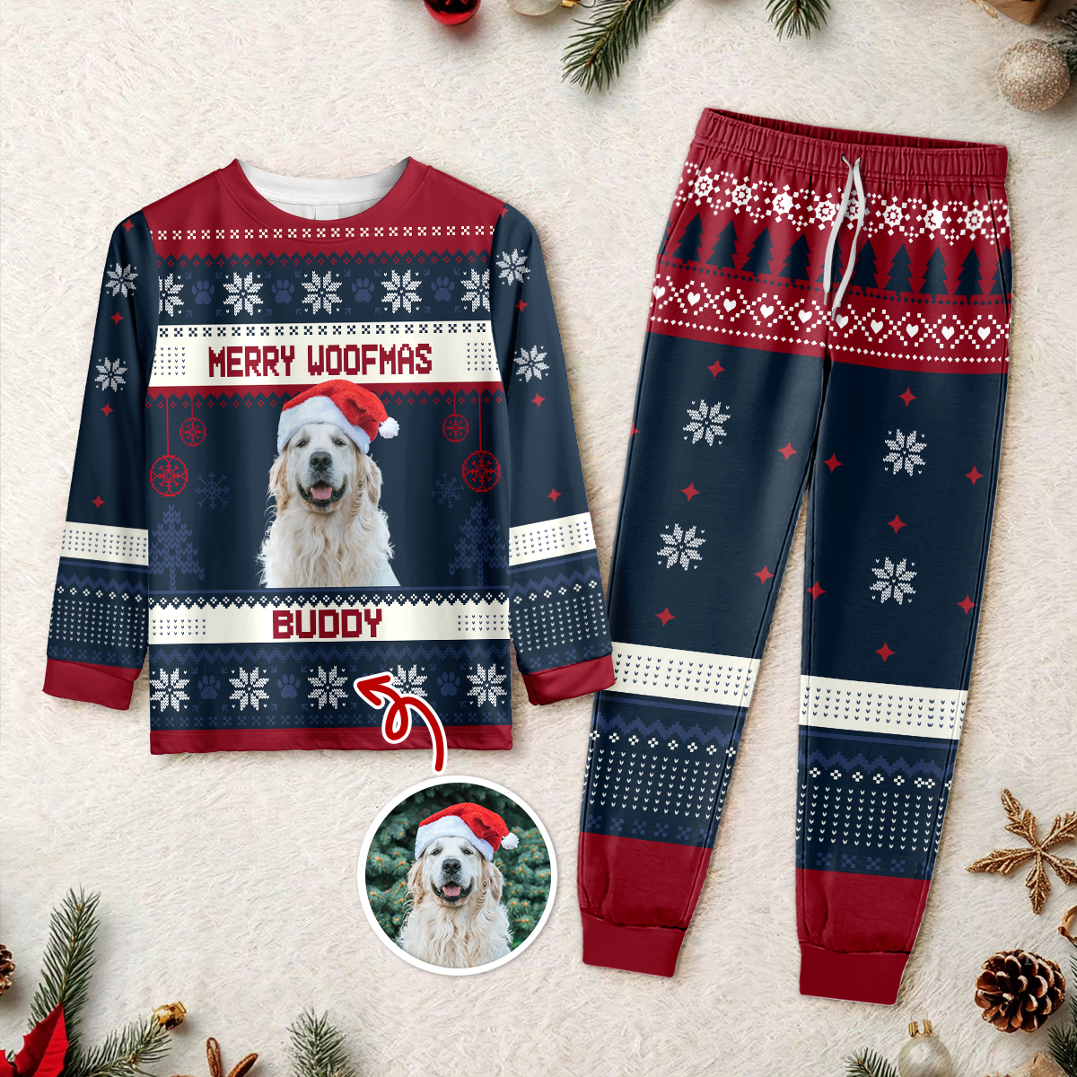 Custom Photo Merry Woofmas Feliz Navidog Sleepwear Christmas Gift For Dog Lovers CH07 896444