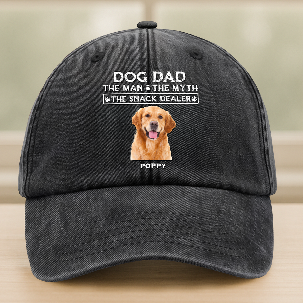 The Man The Myth The Snack Dealer Custom Pet Photo Washed Denim Baseball Cap Dog Dad, Cat Dad Gift CH07 895858