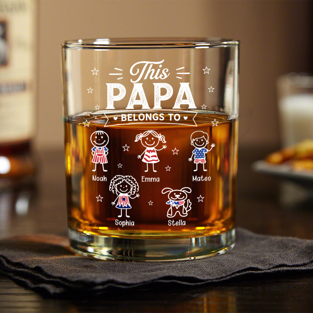 Custom Kid Names This Papa Belongs To Whiskey Glass - Personalized Father’s Day Gift CH07 911388