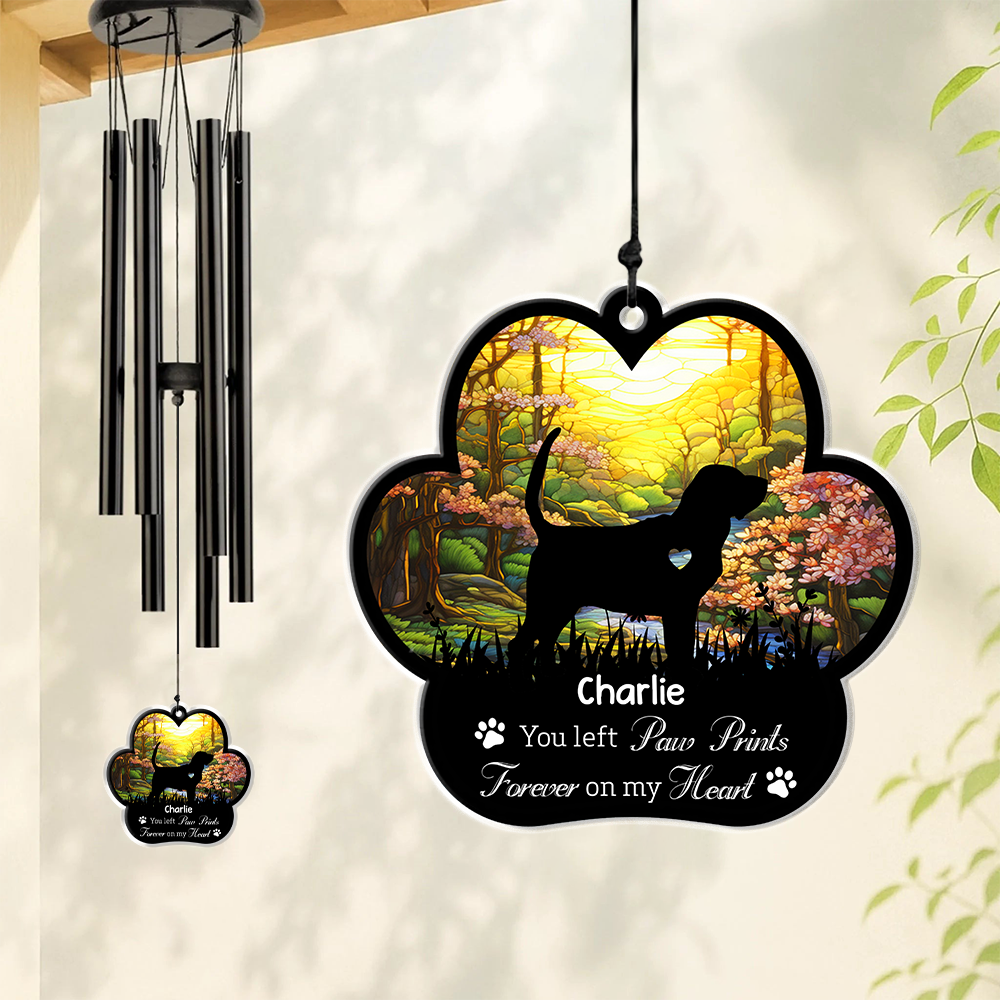 Custom Name And Dog Forever In My Heart Dog Memorial Acrylic Wind Chimes LM32 893763