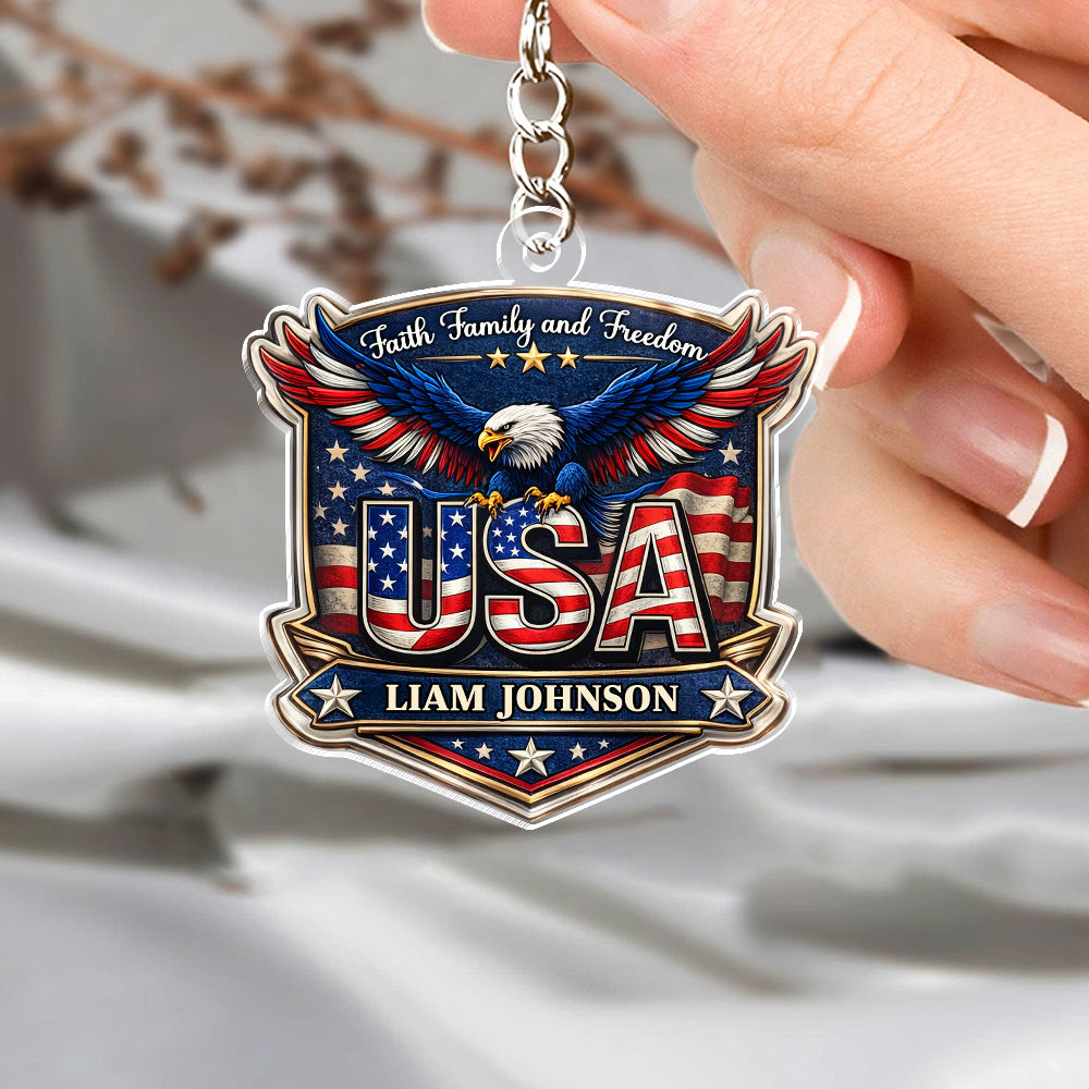 Personalized Faith, Family & Freedom 250 Years America Acrylic Keychain HA75 921016