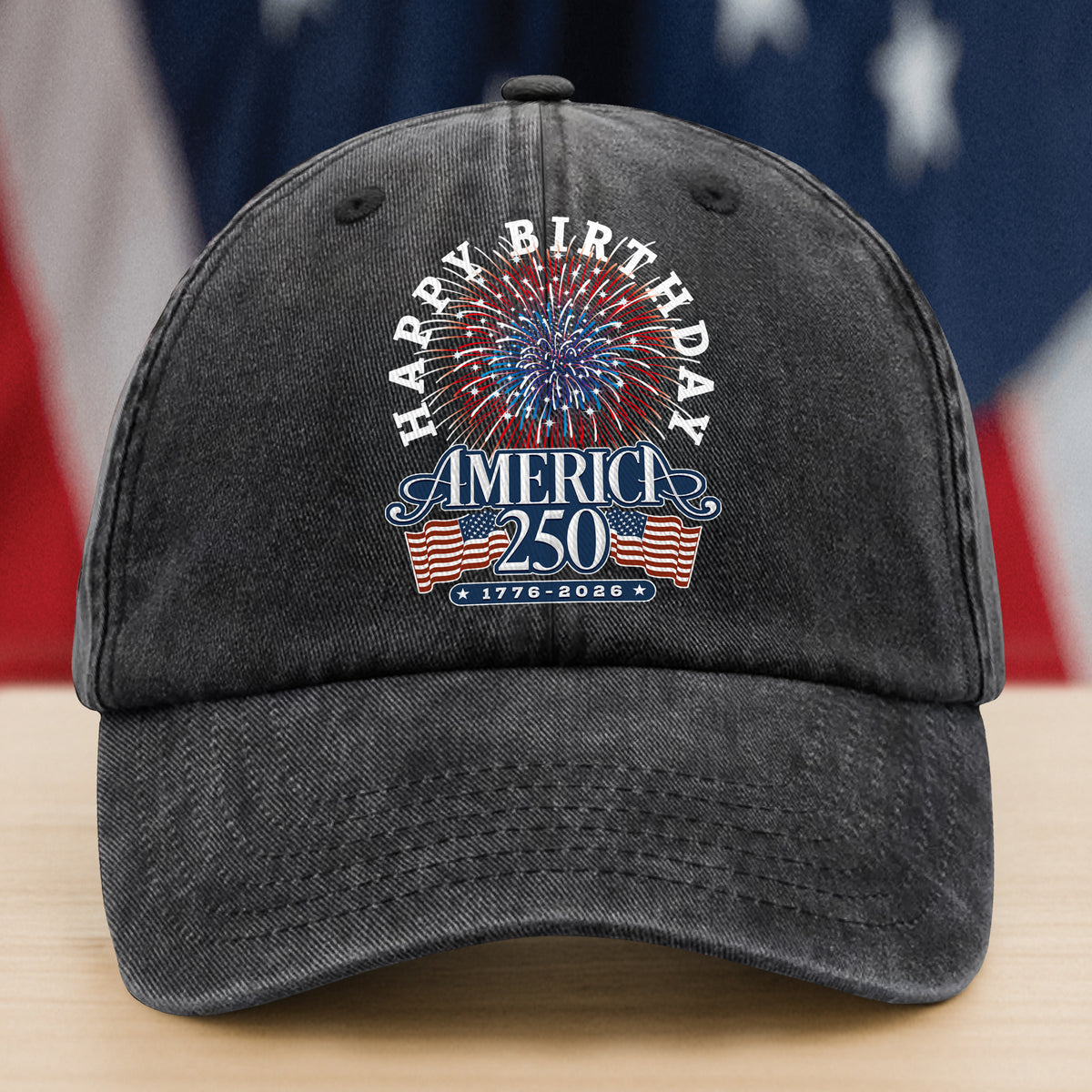 America 250 Semiquincentennial Fireworks Celebration Washed Denim Baseball Cap HO82 894610