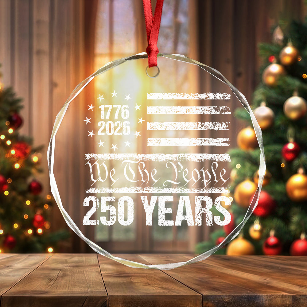 250 Years USA 250th Birthday 1776-2026 Eagle Flag Glass Ornament HO82 894570