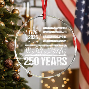 250 Years USA 250th Birthday 1776-2026 Eagle Flag Glass Ornament HO82 894570