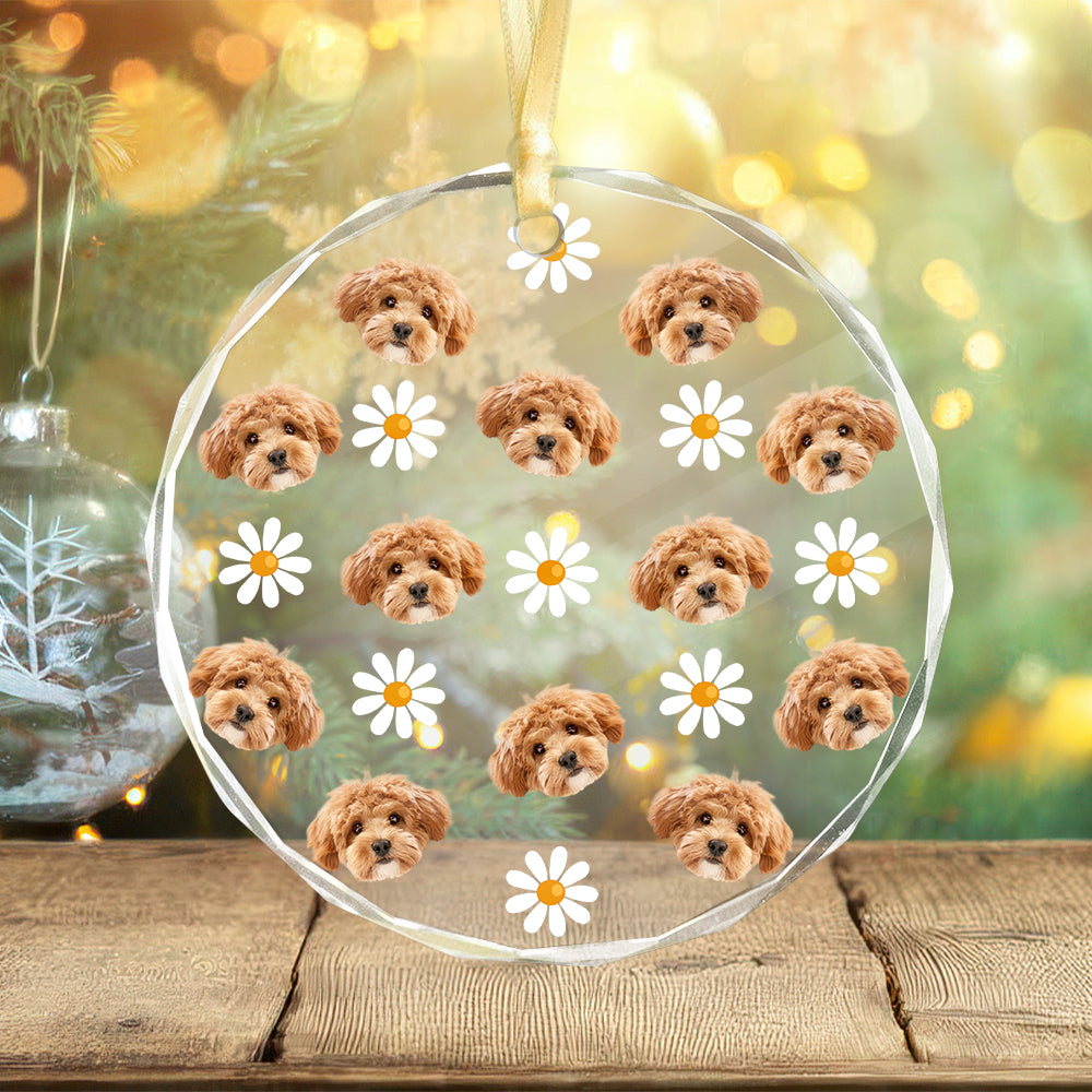 Custom Face Photo With Icon For Pet Lover Glass Ornament TH10 894293