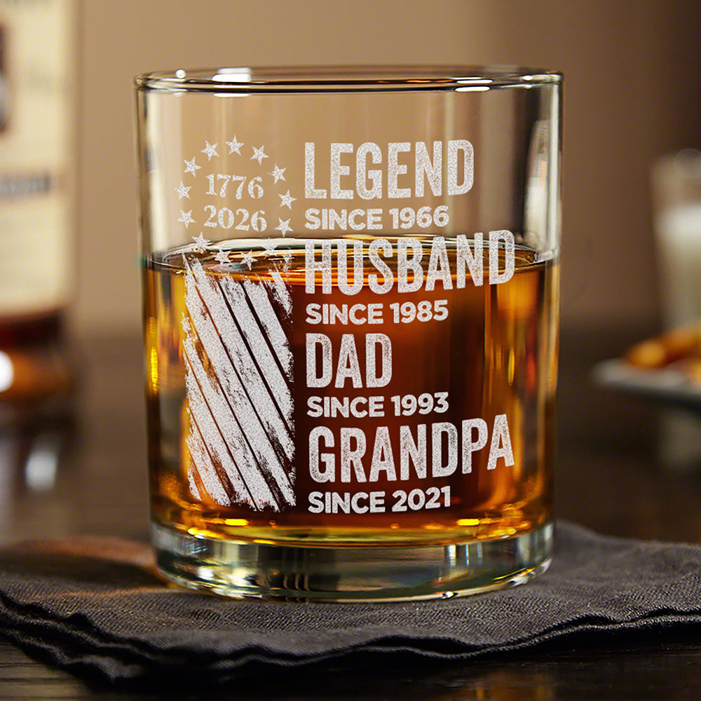 Personalized Legend, Husband, Dad And Grandpa Engraved Rock Glass HA75 920594