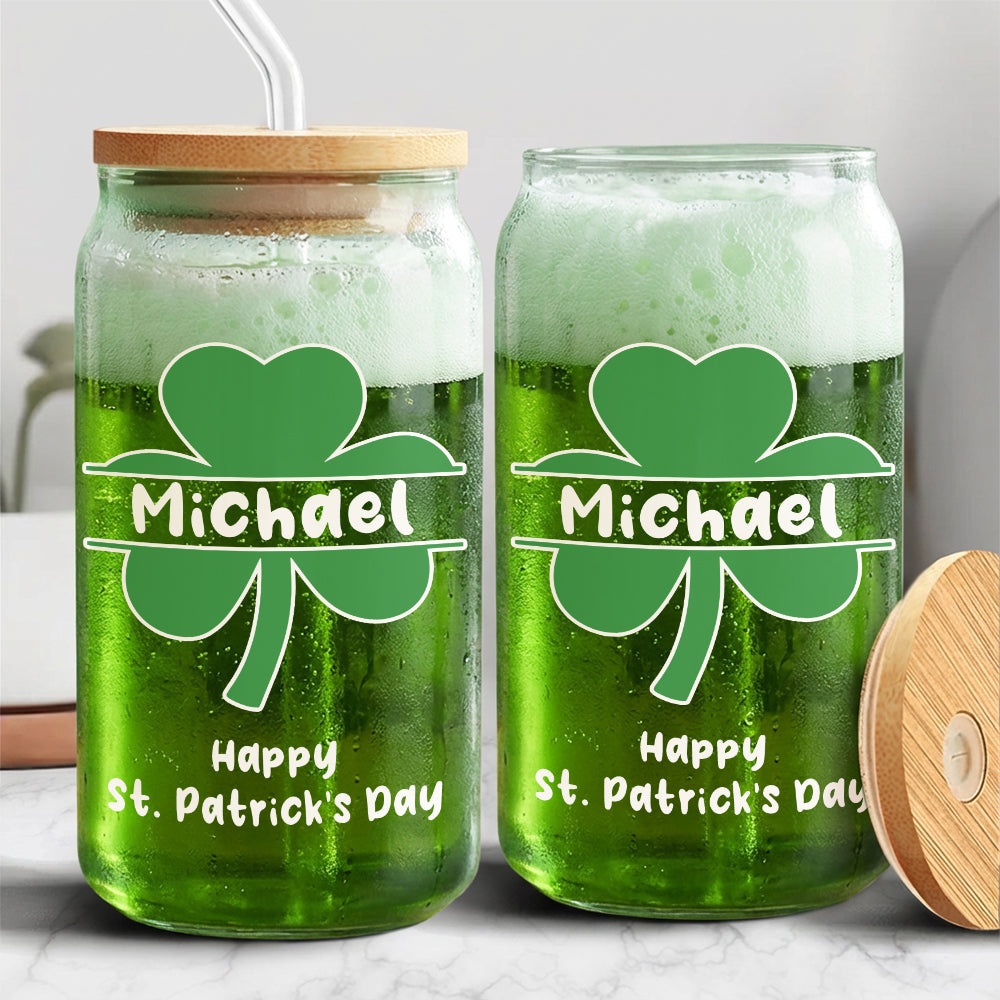 Custom Name Happy Patrick's Day Glass Can With Lid TH10 898049