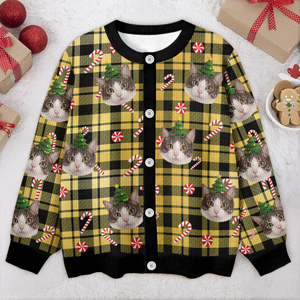 Custom Cat Photo Christmas Pattern Cardigan Christmas Gift HO82 900402