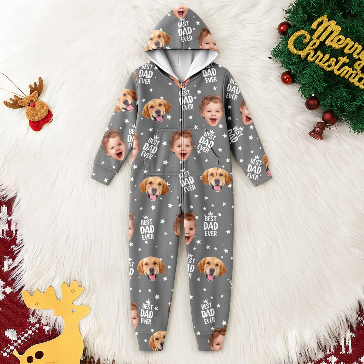 Custom Face Best Dad, Mom Ever Onesie Pajamas, Personalized Gift For Family LM32 669733