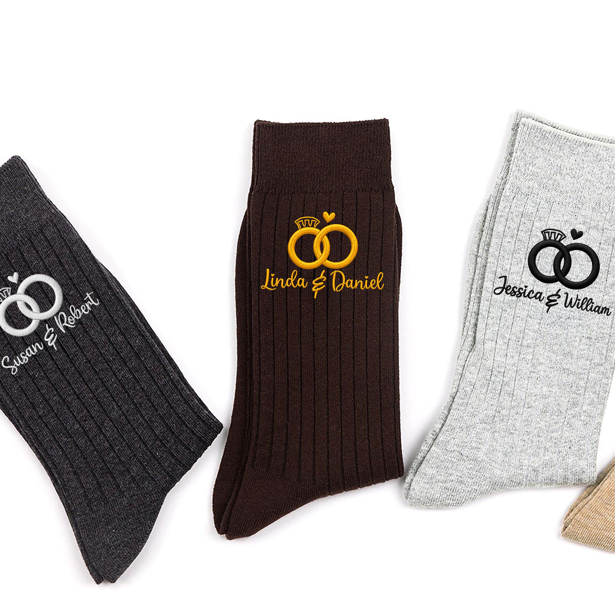 Personalized Name Wedding Rings Embroidered Socks, Custom Gift for Couples LM32 669785