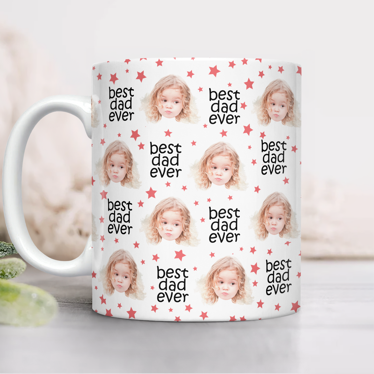 Custom Face Best Dad, Mom Ever Colored Stars Print Full Mug - Gift for Parents LM32 669023