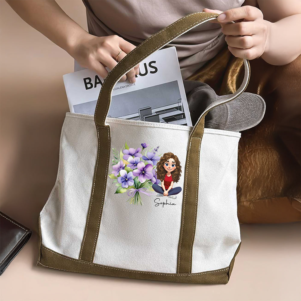Personalized You Are Beautiful Flower Printed Monogram Beach Bag, Gift For Mom, Sister, Grandma, Mother's Day HO82 902018