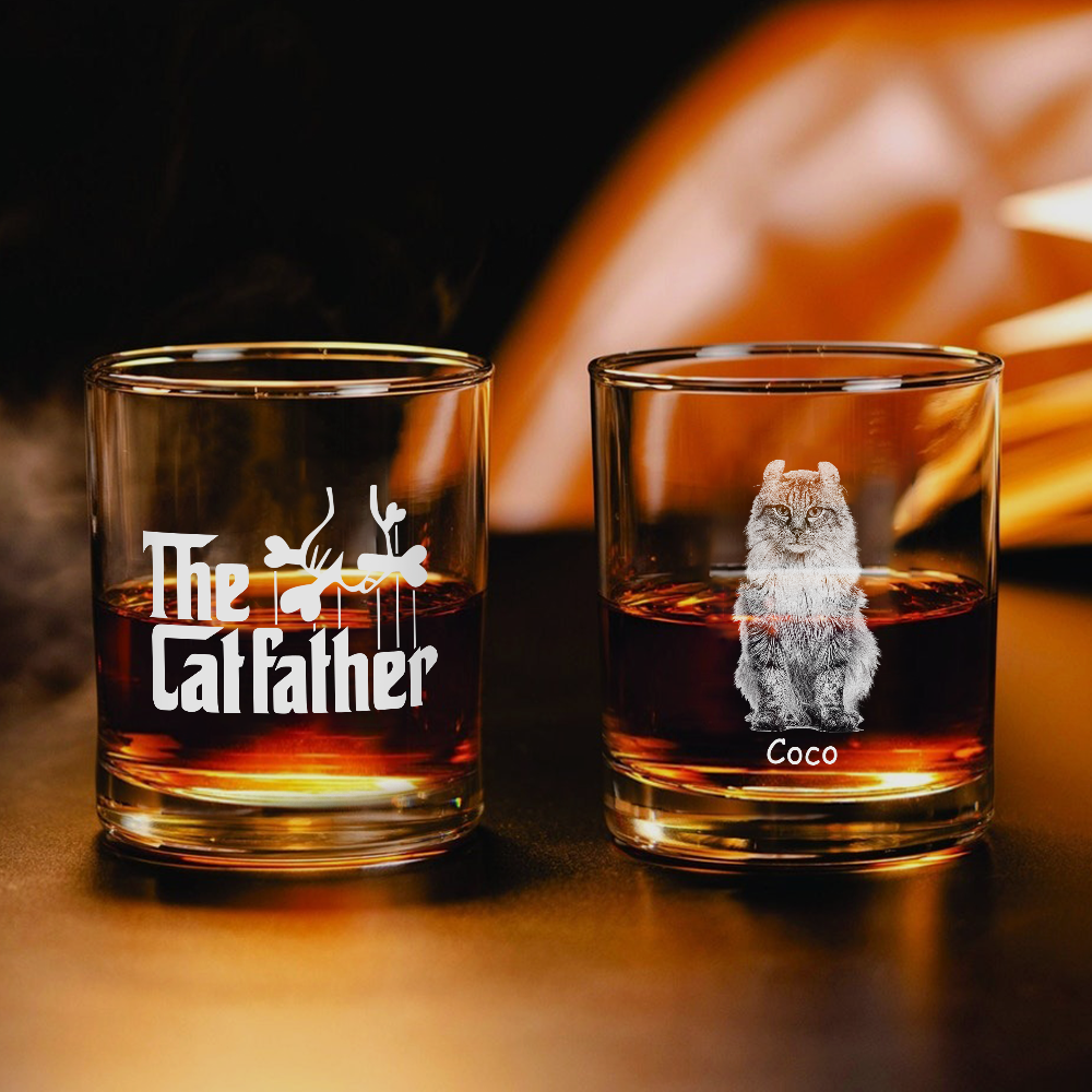 Custom Photo The Dog Father Whiskey Glass Gift For Dog Lover Cat Lover CH07 895546