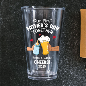 Personalized Funny Our First Fathers Day Beer Glass LM32 893663