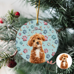 Custom Photo Lovely Dog Cat 3D Effect Ceramic Ornament Christmas Gift HA75 897088