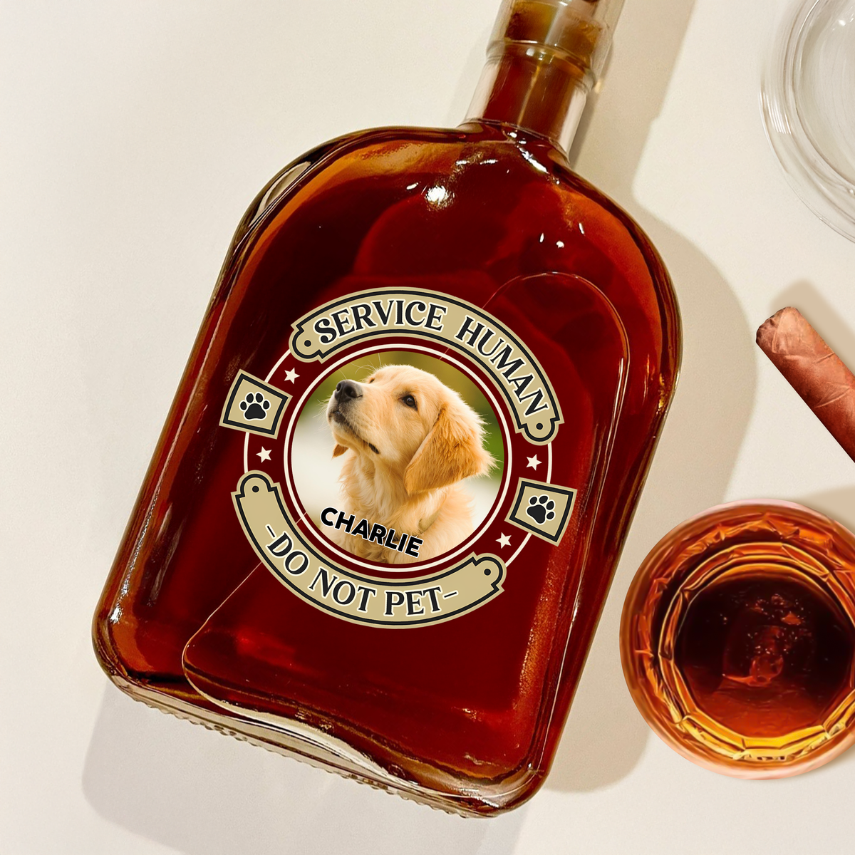 Custom Dog Photo Service Human Whiskey Bottle For Dog Lovers LM32 895029