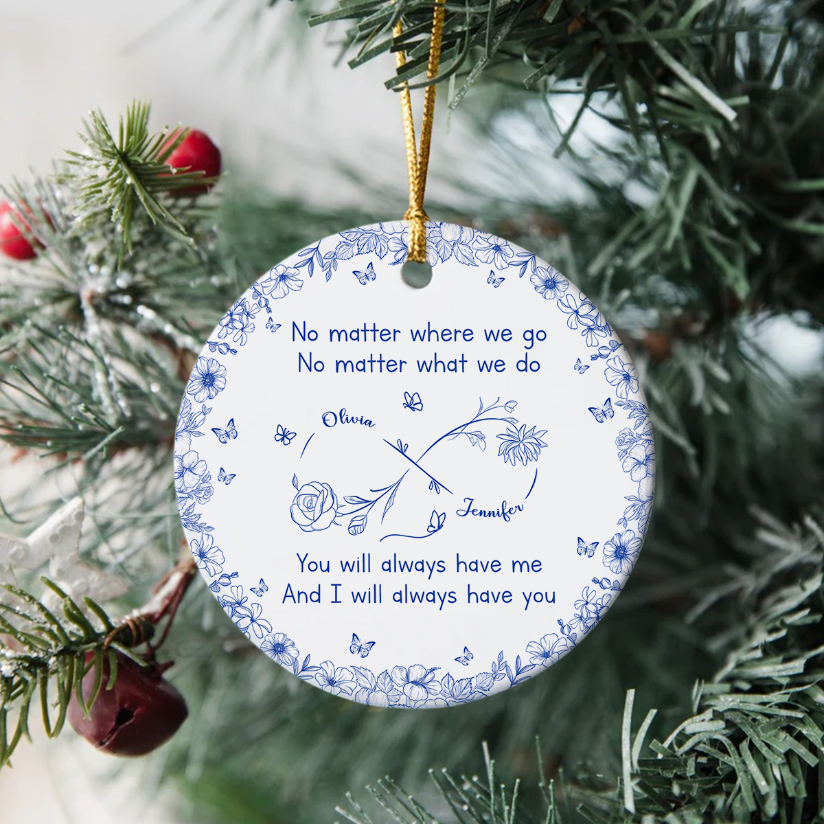 No Matter Where We Go Toile De Jouy Style Personalized Ceramic Ornament HA75 898116