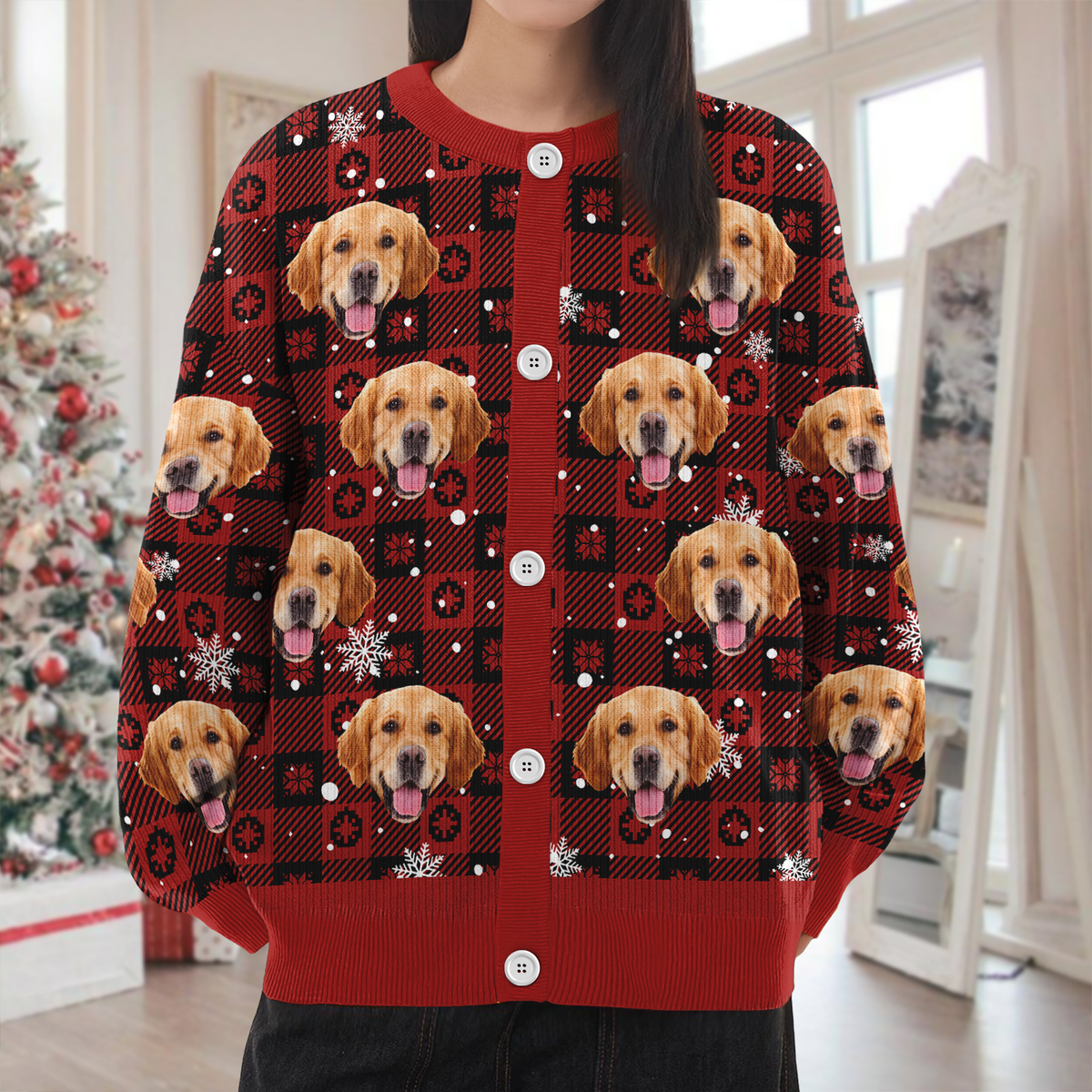 Custom Buddy Photo Christmas Snow Cardigan CH07 899584