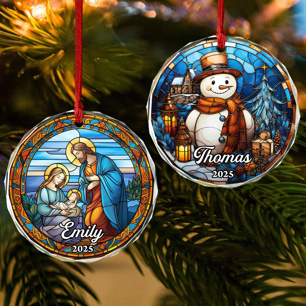 Custom Name Personalized Christmas Glass Ornament HA75 897816