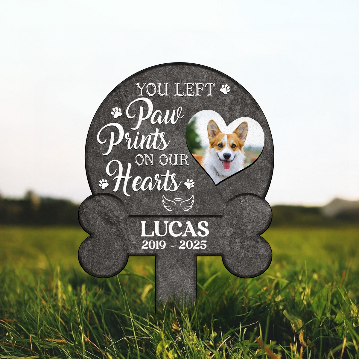 Custom Photo Your Pawprints Stay In My Heart Memorial Dog Garden Stake HA75 892772