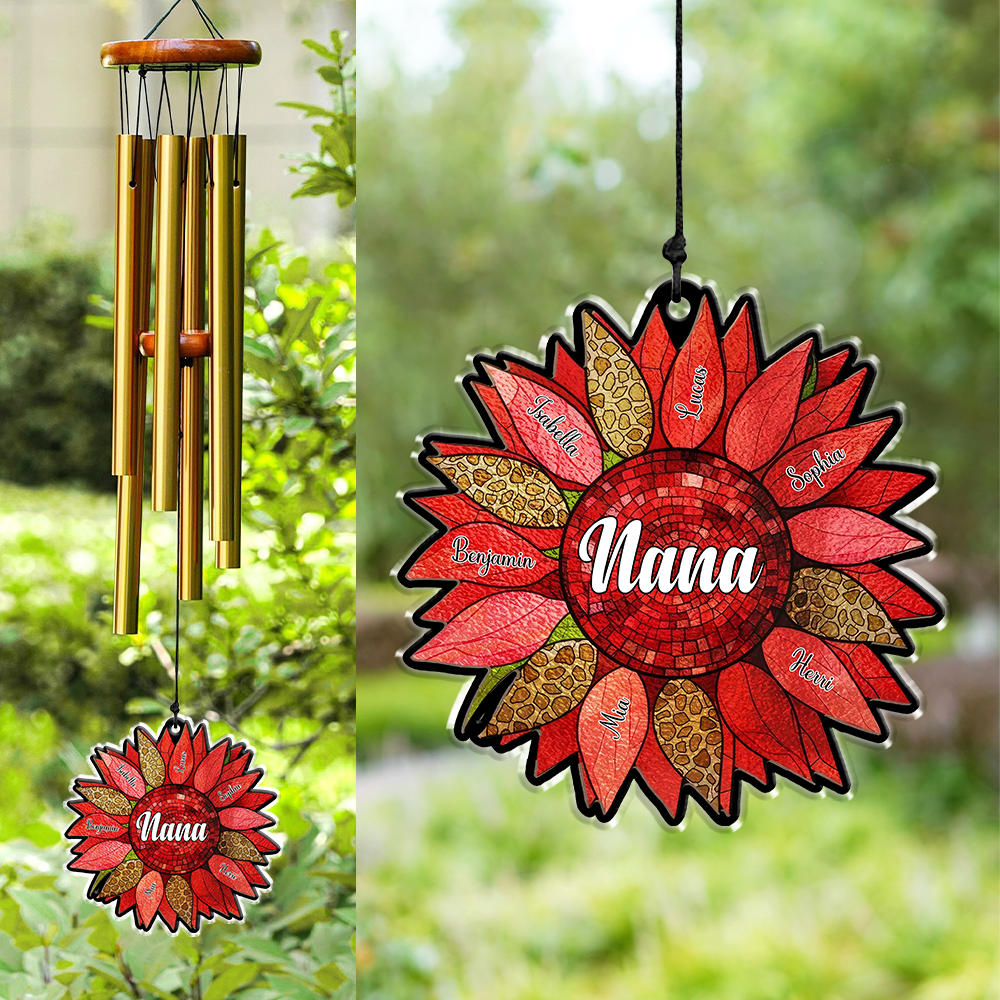 Personalized Name Nana Auntie Mom Family Sunflower Acrylic Wind Chimes LM32 893945