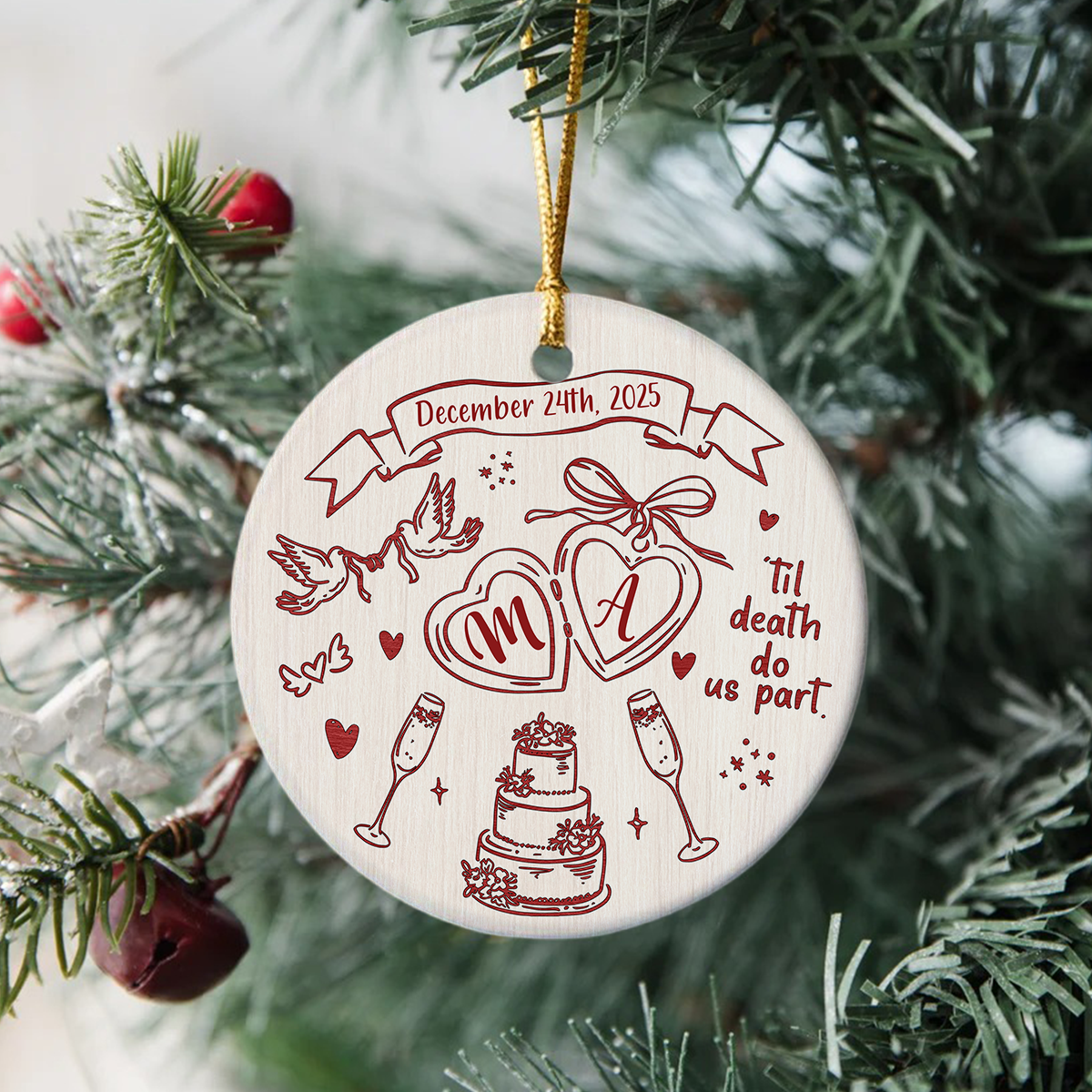 Personalized Wedding Ceramic Ornament Gift for Couples LM32 895449