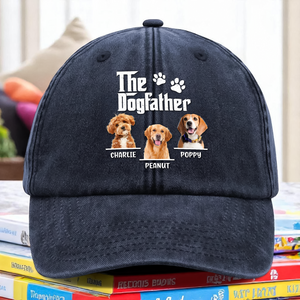 Custom Dog Photo The Dog Father Washed Denim Baseball Cap Gift For Father's Day, Dog Dad HO82 893956