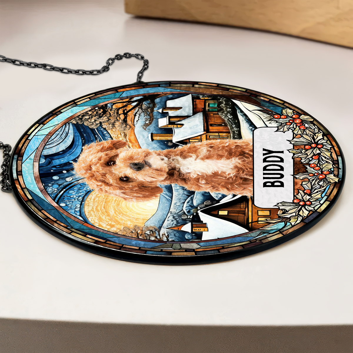 Custom Photo and Name Dog Cat Memorial Stained Glass Suncatcher Pet Loss Gift HA75 897054