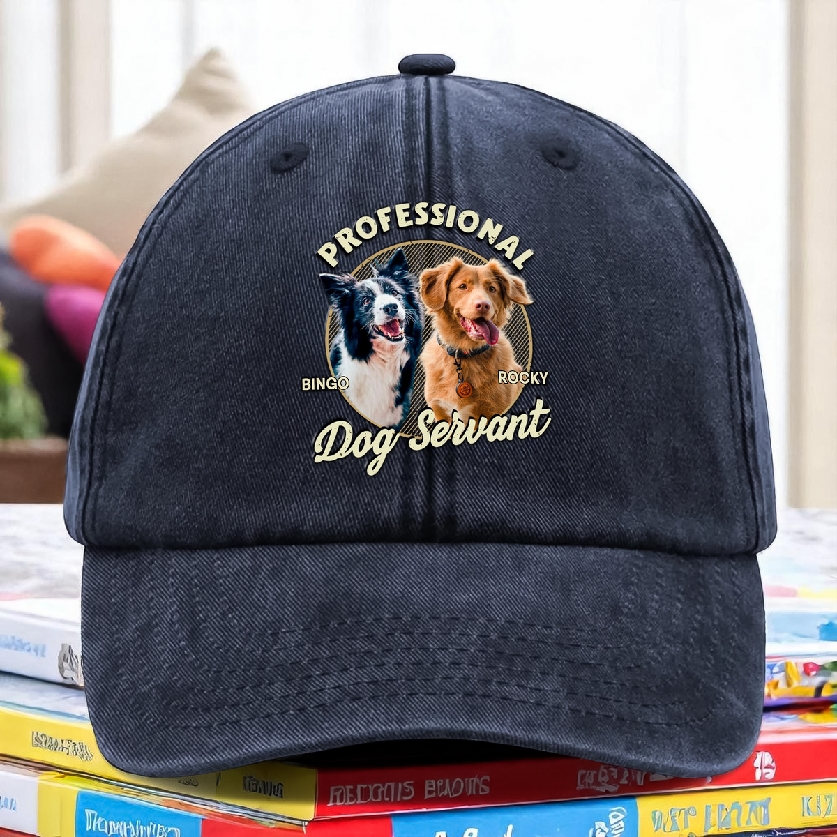 Custom Photo Servant Of Dog Cat Washed Denim Baseball Cap Gift For Dog Cat Lovers HO82 893960