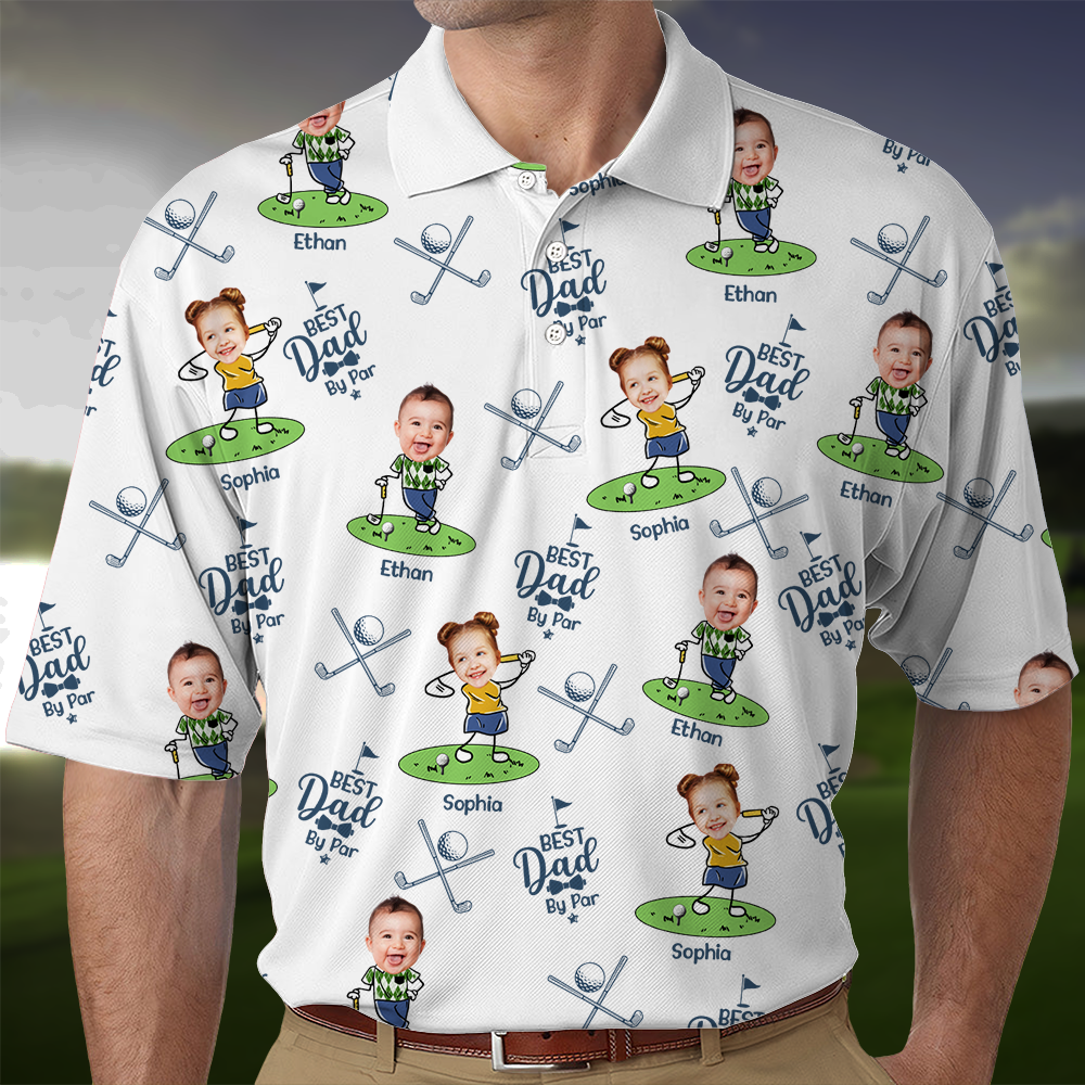 Custom Kid's Photo Best Dad By Par Polo Shirt HA75 892444