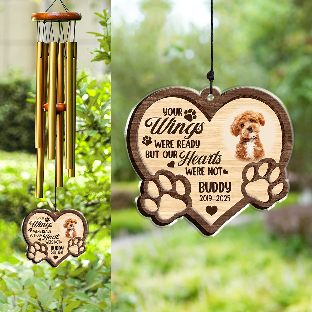 Custom Photo You Left Paw Prints On My Heart Memorial Acrylic Wind Chimes TH10 894285