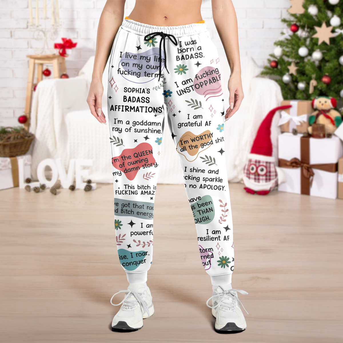 Personalized Name Bad B*tch Affirmation Funny Sweatpants For Bestie LM32 895385