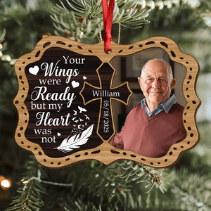 Custom Photo Your Wings Were Ready But My Heart Was Not Memorial 2 Layers Wooden Ornament LM32 895871