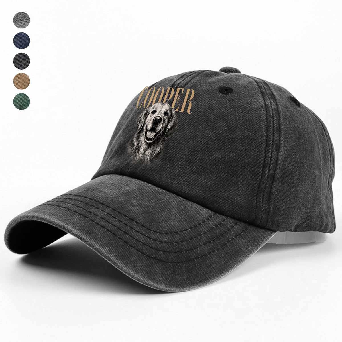 Custom Dog Photo Washed Denim Baseball Cap Vintage Style TH10 170387
