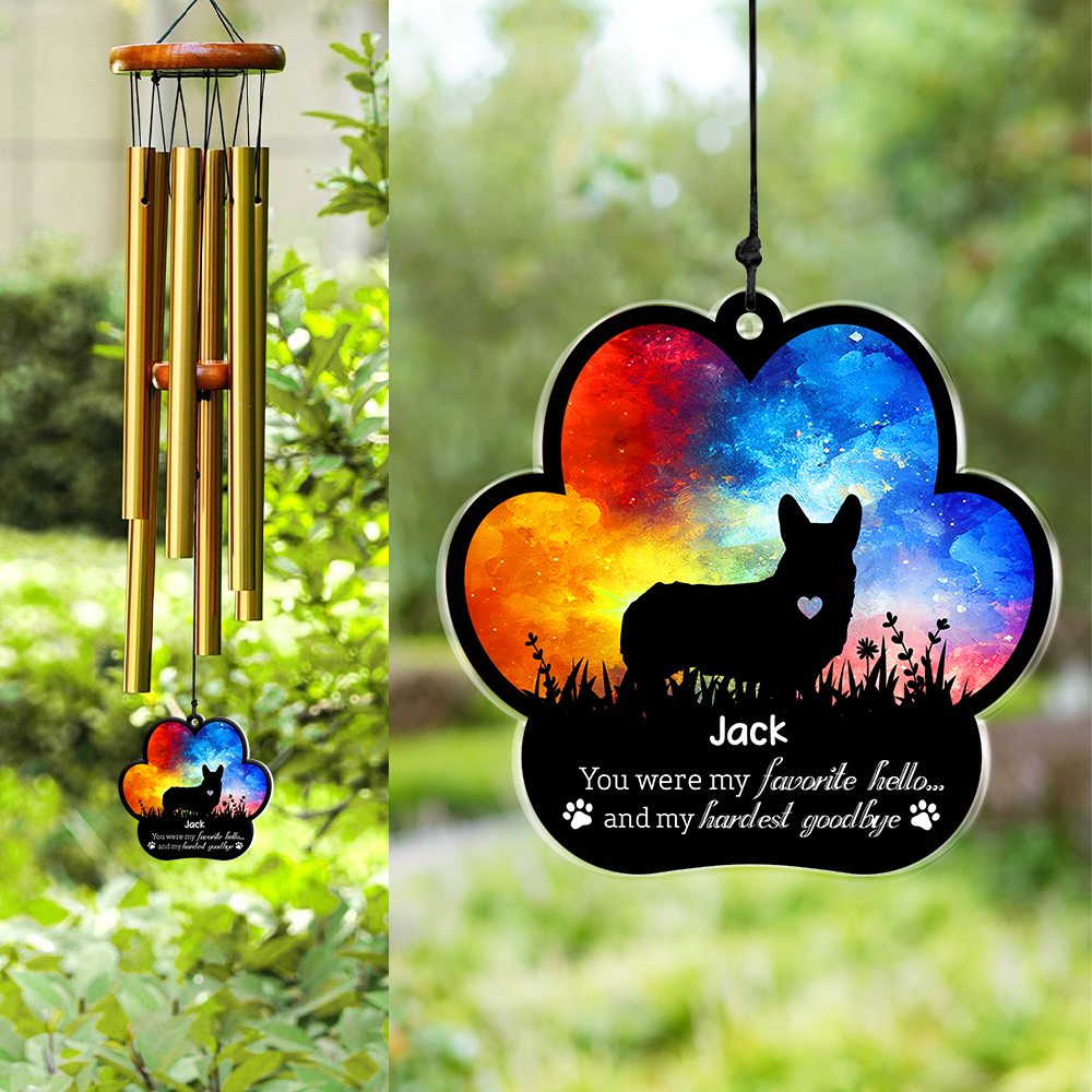 Custom Name And Dog Forever In My Heart Dog Memorial Acrylic Wind Chimes LM32 893763
