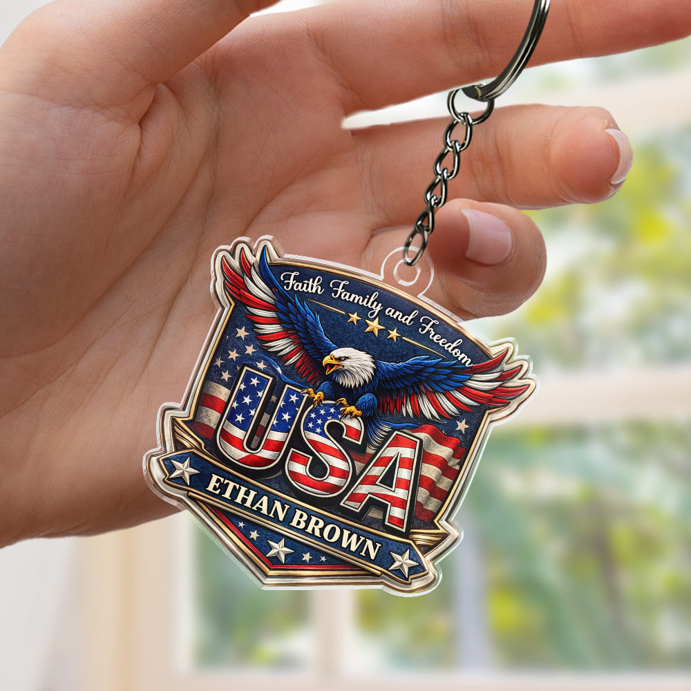 Personalized Faith, Family & Freedom 250 Years America Acrylic Keychain HA75 921016