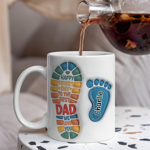 Happy Father's Day Custom Dad and Kids Footprint 3D Inflated Printed Mug CH07 895290