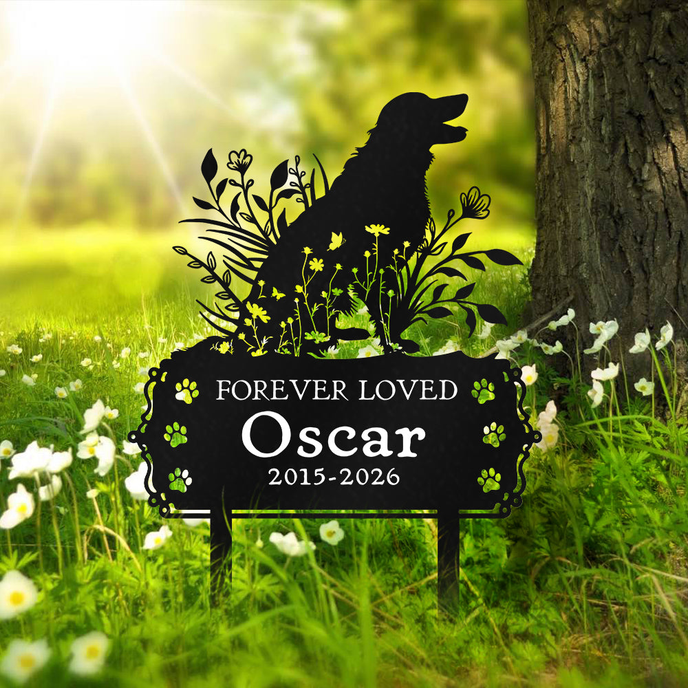 Custom Name Forever Loved Dog Grave Marker - Personalized Pet Memorial Garden Stake HO82 902186